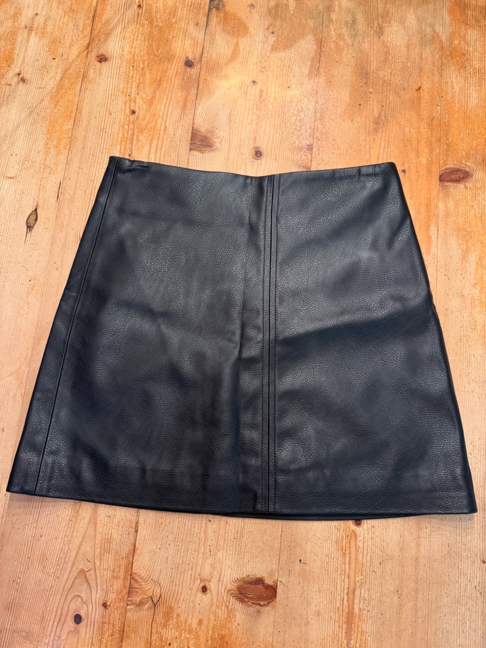 H&M Black Faux Leather A-Line Skirt